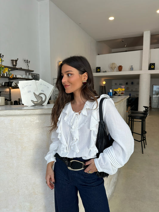 Chiara Blouse in White - Shipping 13/03