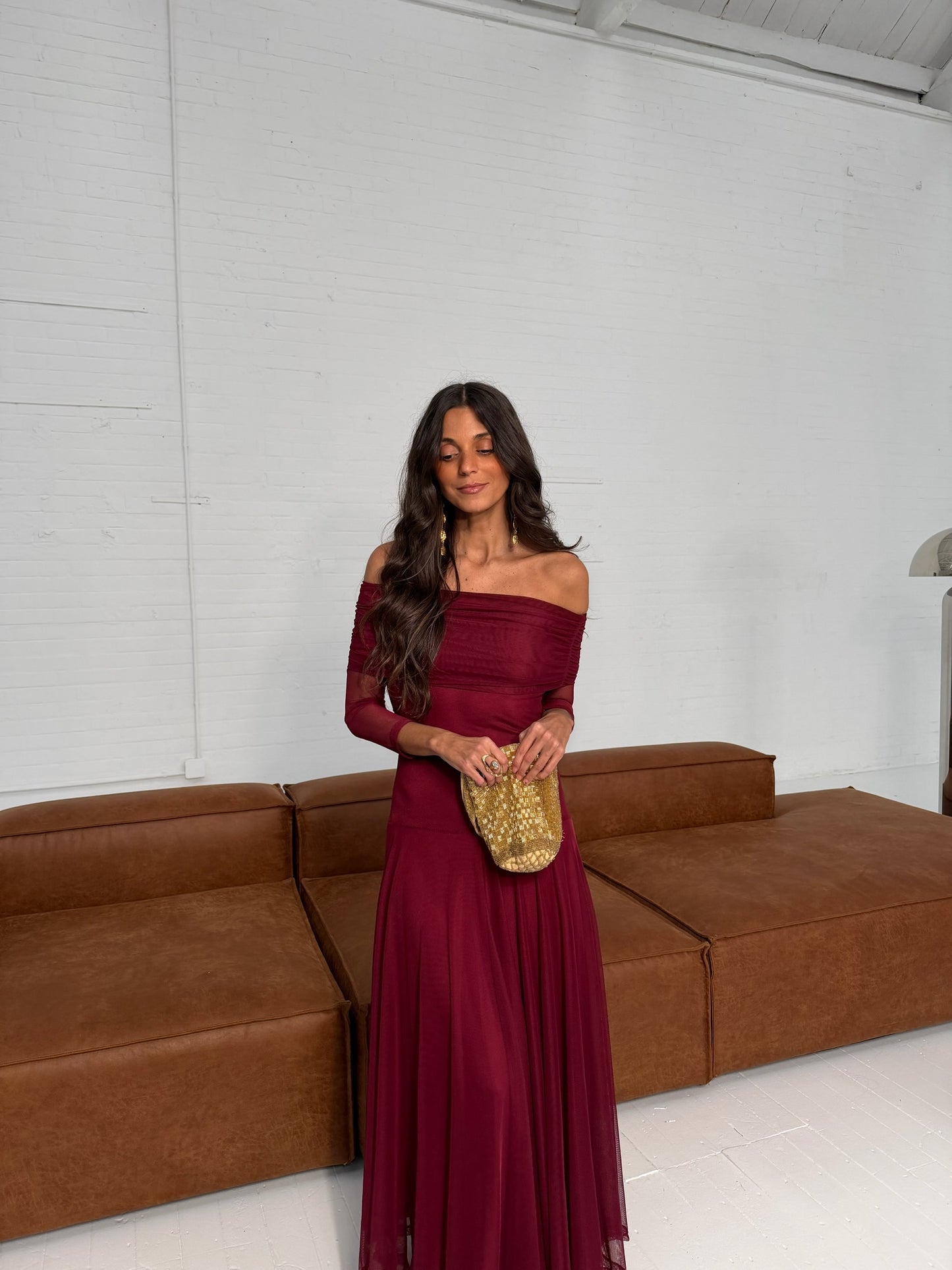 Toledo Dress with Long Sleeve in Cherry