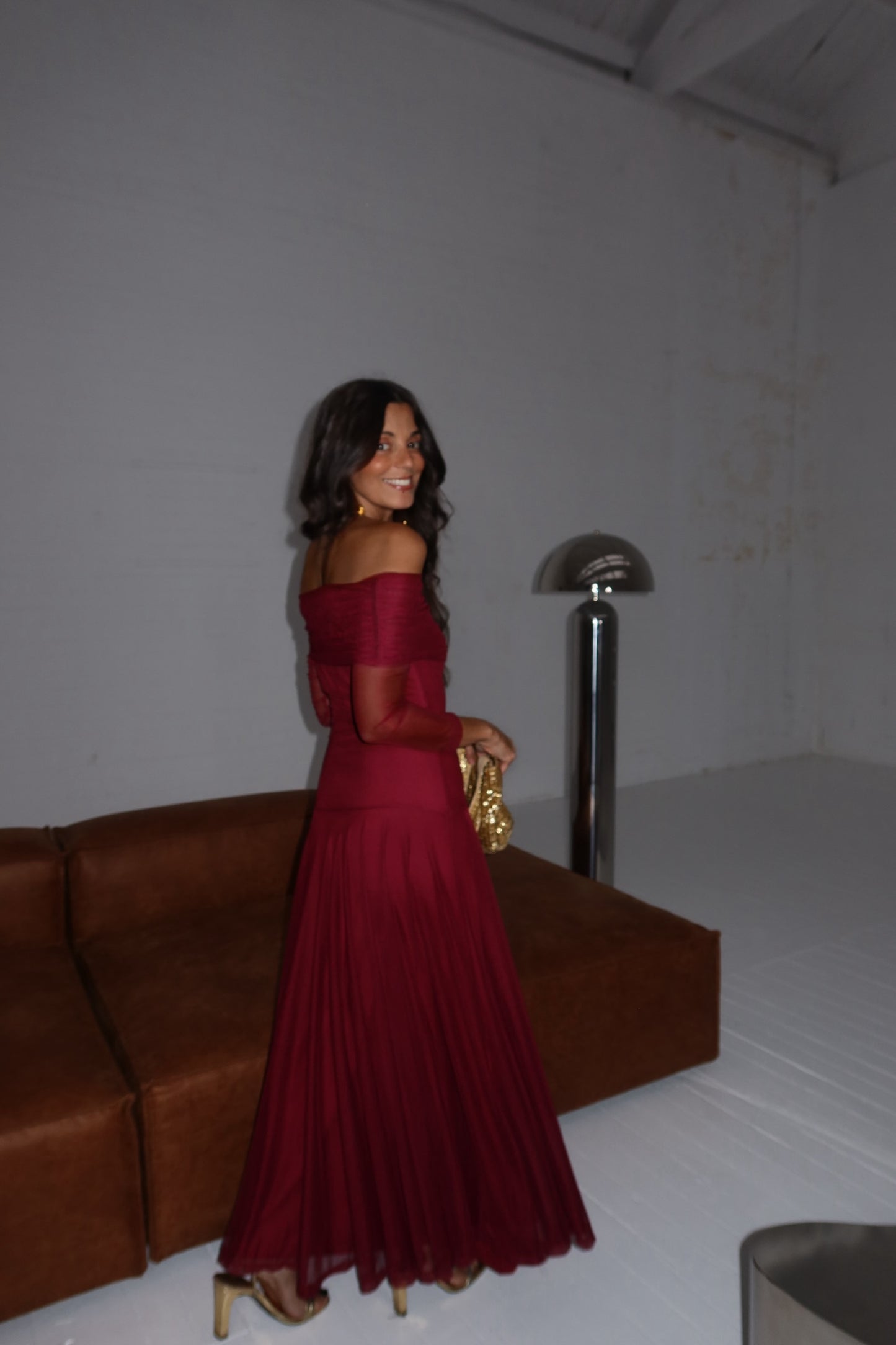 Toledo Dress with Long Sleeve in Cherry