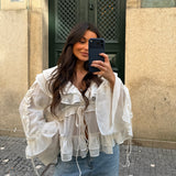 Sheer Ruffle Blouse in Cream