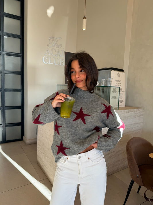 Star Sweater in Burgundy