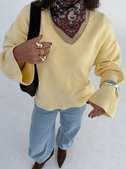 Soft Touch Knit Sweater in Light Yellow