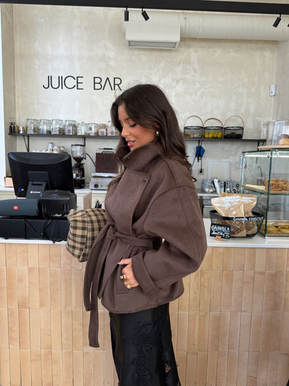 Milano Wool Belted Jacket in Brown - Shipping 15/12 to 19/12