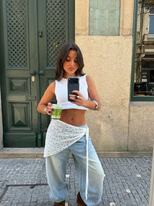 Lace Wrap Skirt in White