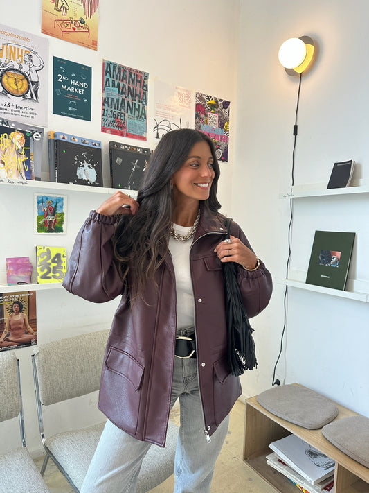 Serena Jacket in Burgundy - Adjustable Waist