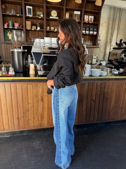 Two Tone Wide Leg Jeans