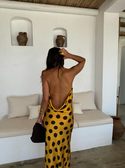 Lola Dress in Yellow and Brown