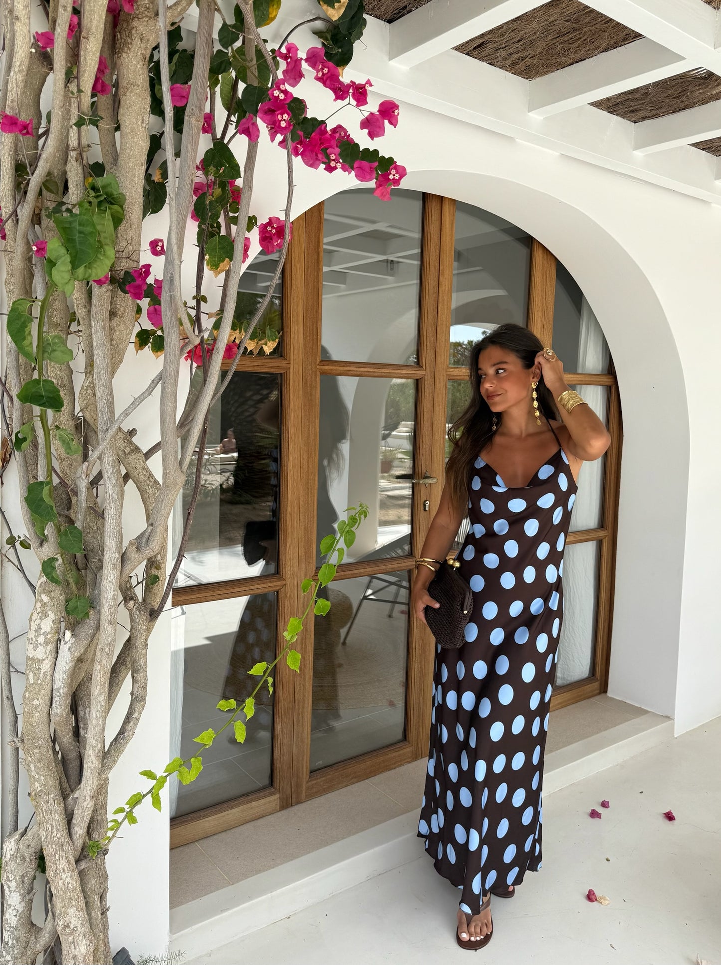 Lola Dress in Brown and Blue