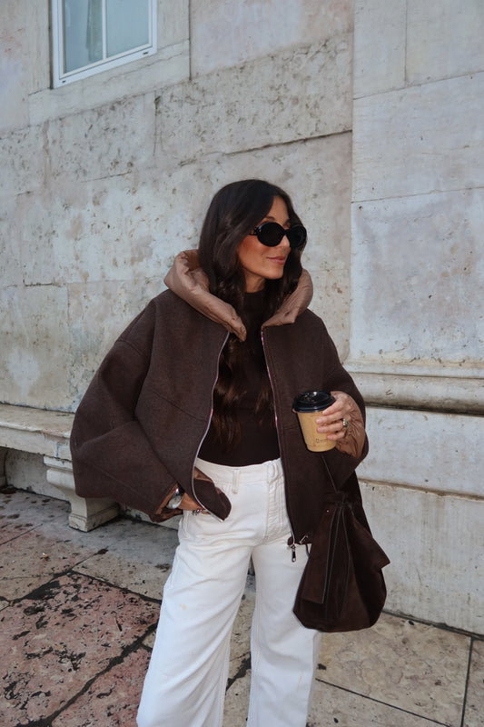 Elise Jacket in Brown and Caramel