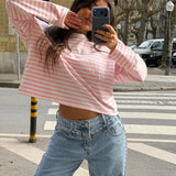 Striped Knit Top in Pink and White
