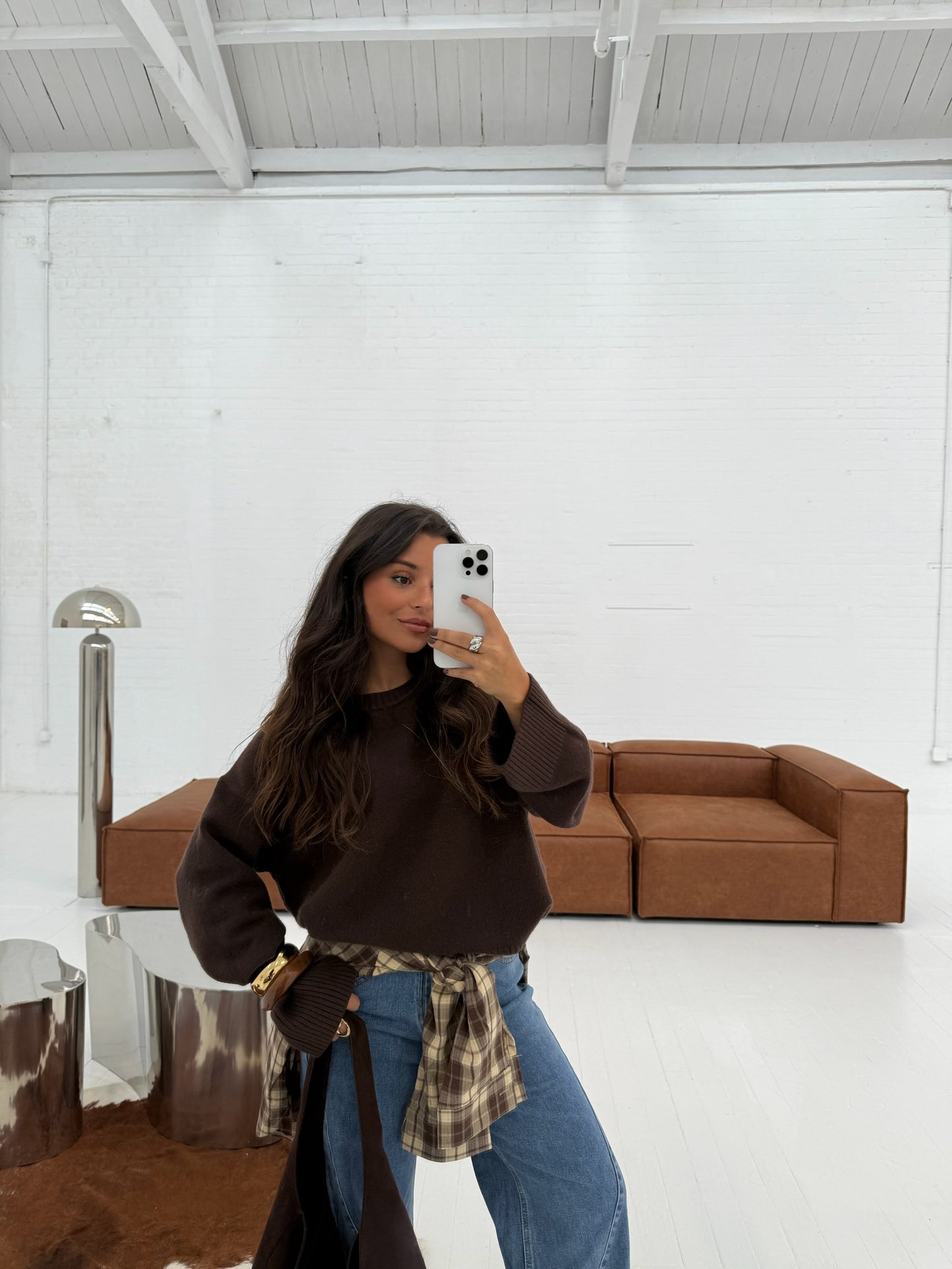 Soft Touch Knit Sweater in Brown