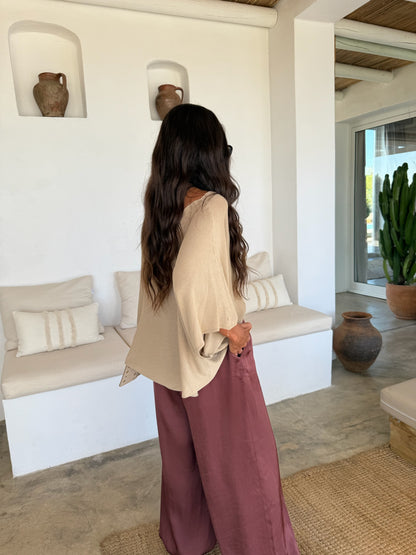 Satin Balloon Pants in Burgundy