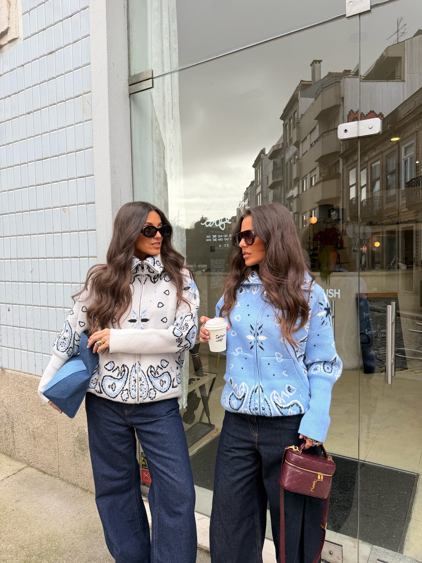 Cashmere and Wool Bandana Jacket in Light Blue