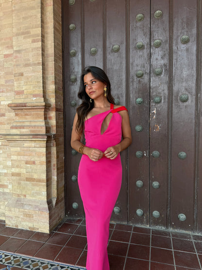 Rocio Dress Pink and Red - Shipping/Envio in 15 days