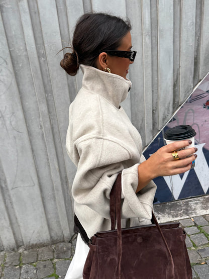 Milano Wool Belted Jacket in Beige - Shipping 15/12 to 19/12