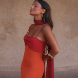 Zahara Dress in Orange and Red