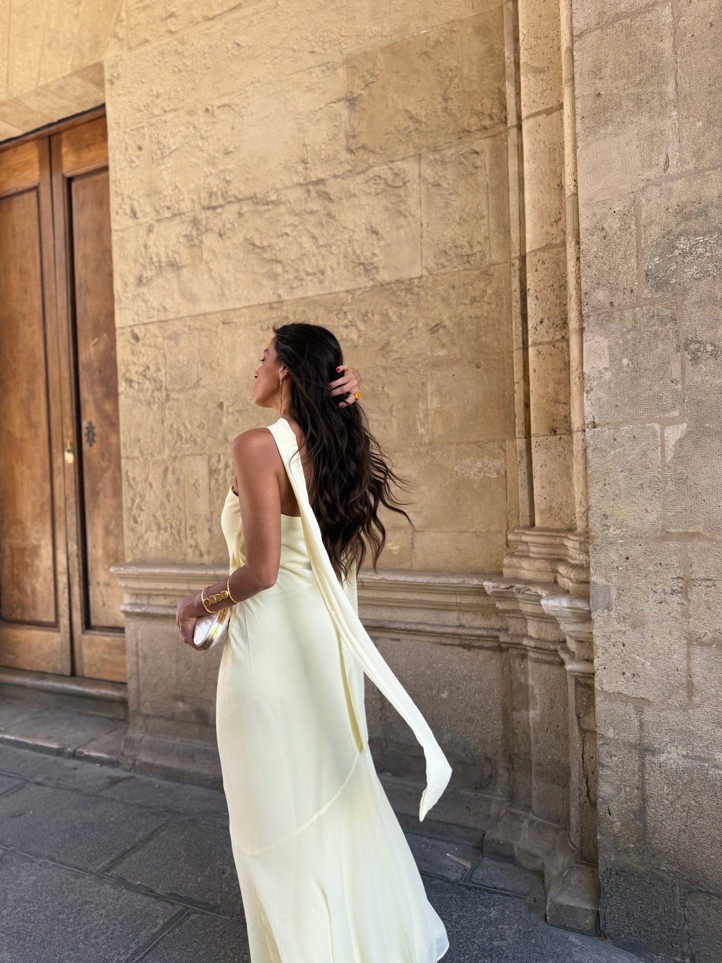 Barcelona Dress in Pastel Yellow