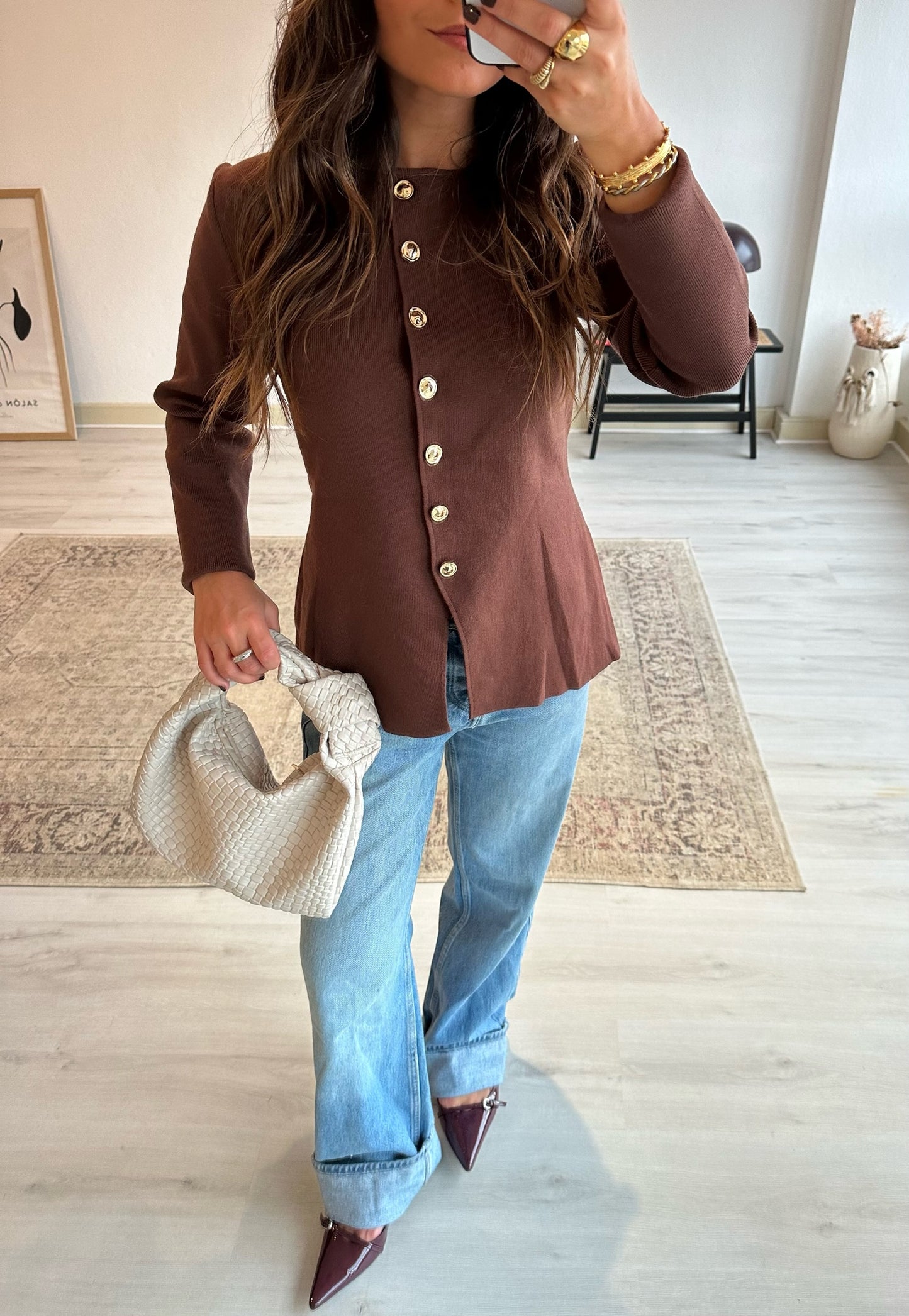 Brown Cardigan with Buttons