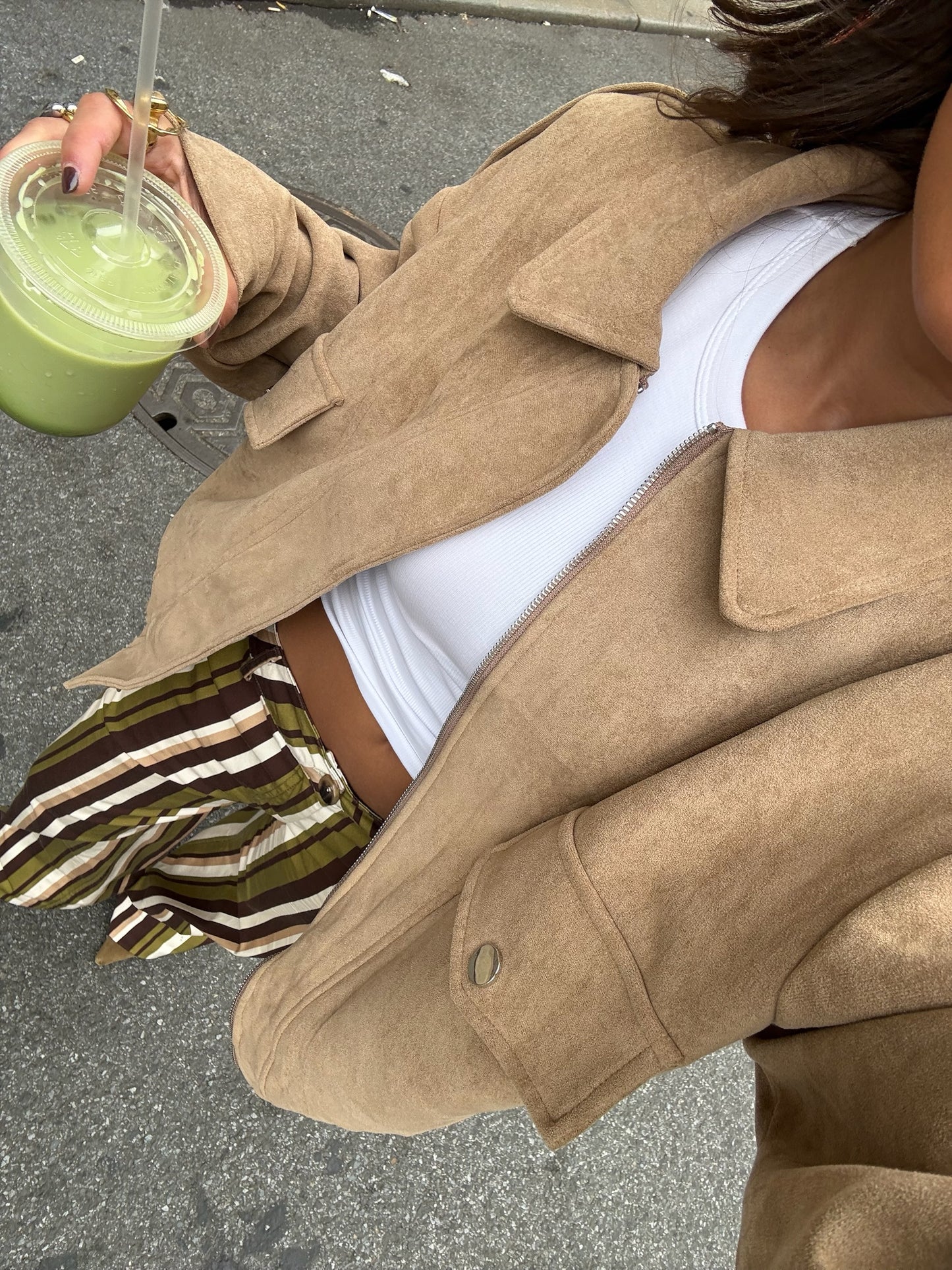 Cream Suede bomber