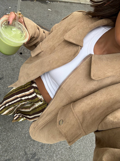 Cream Suede bomber