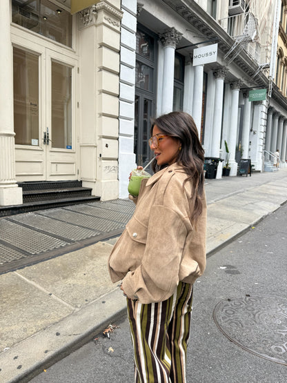 Cream Suede bomber