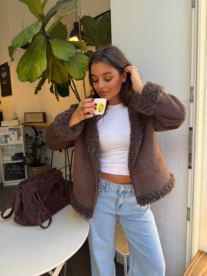 Reversible Fur Jacket in Suede