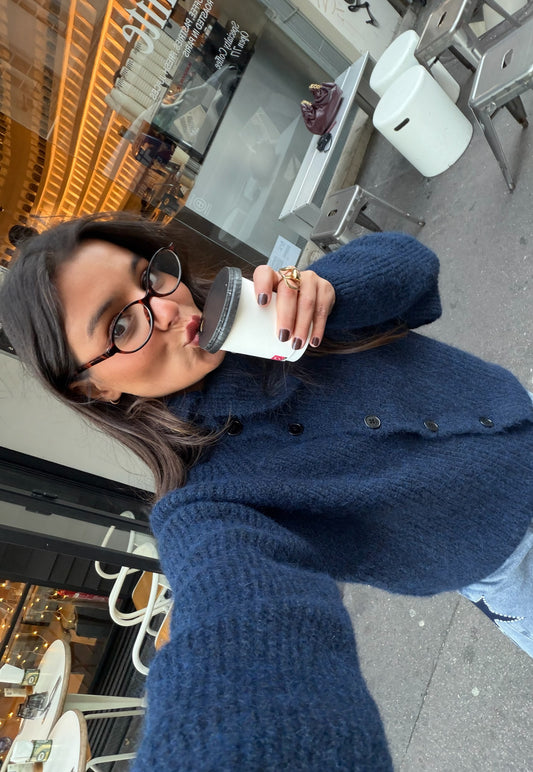 Emma Knit Cardigan In Navy Blue