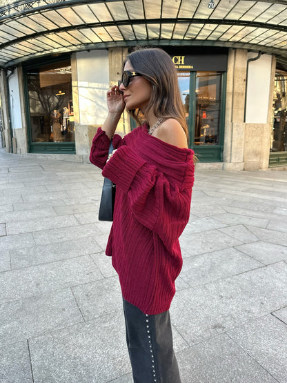 Tuly Oversize Shirt in Burgundy