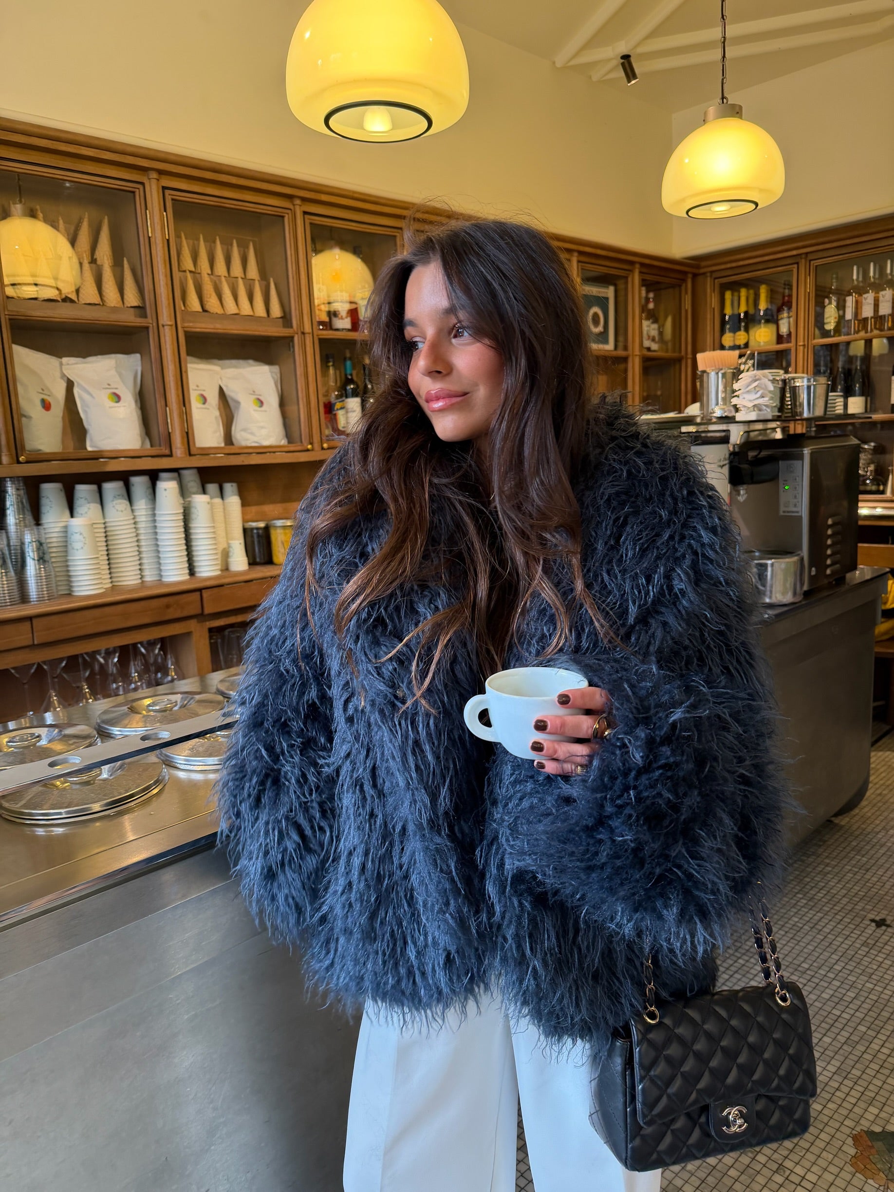Curly Fur Jacket in Blue – MARTÏ Collection