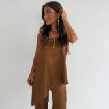 Mocha Brown Satin Set