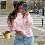 Striped Knit Top in Pink and White