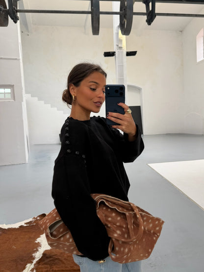 Sweater With Side Studs in Black