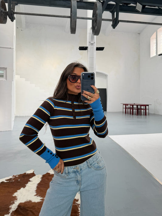 Valeria Sweater with Blue Details