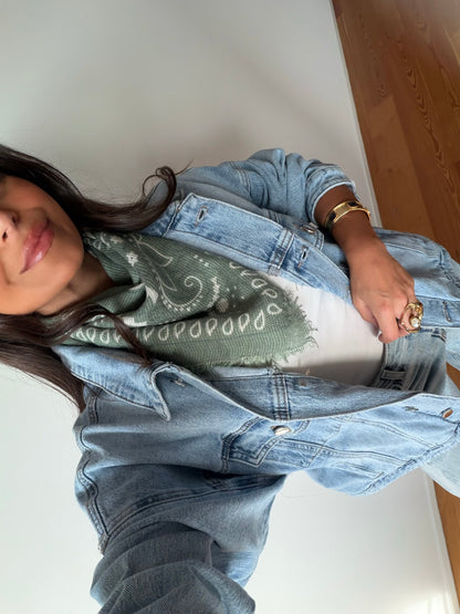 Soft Wool Blend Bandana in Green