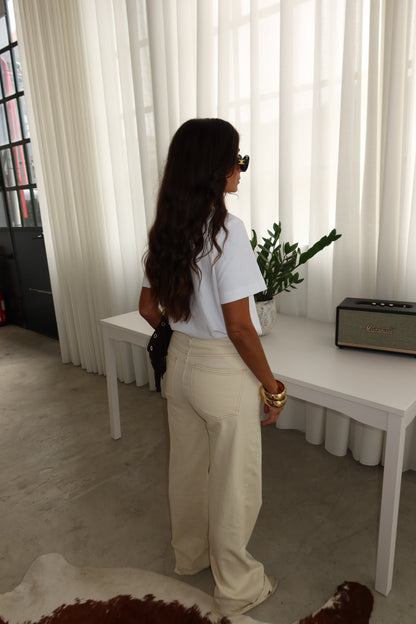 Beige Pants with Pocket Eyelets