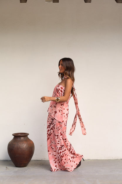 Aitana Dress in Pink and Burgundy