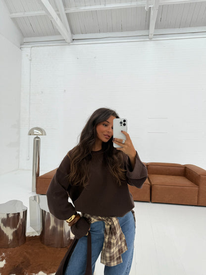 Soft Touch Knit Sweater in Brown