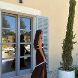 Sansa Dress in Brown with Blue Details