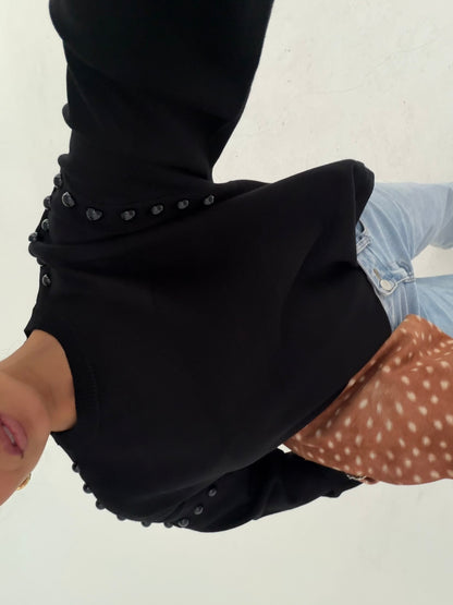 Sweater With Side Studs in Black