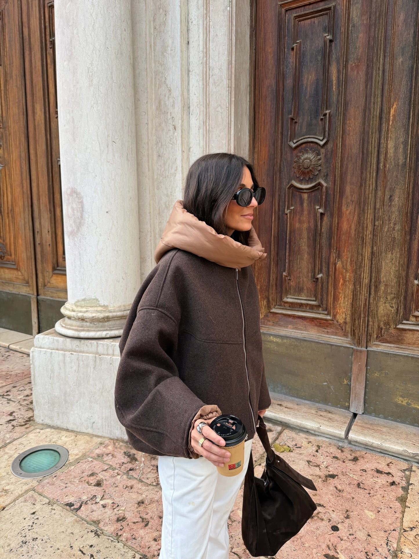 Elise Jacket in Brown and Caramel