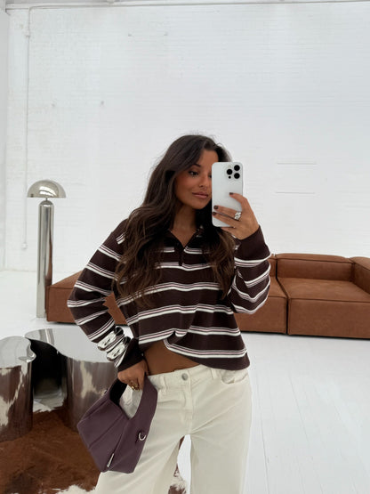 Elena Polo in Brown and Light Pink