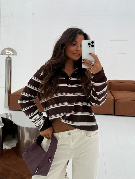 Elena Polo in Brown and Light Pink