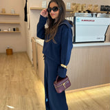 Knit Set with Zipper in Navy Blue