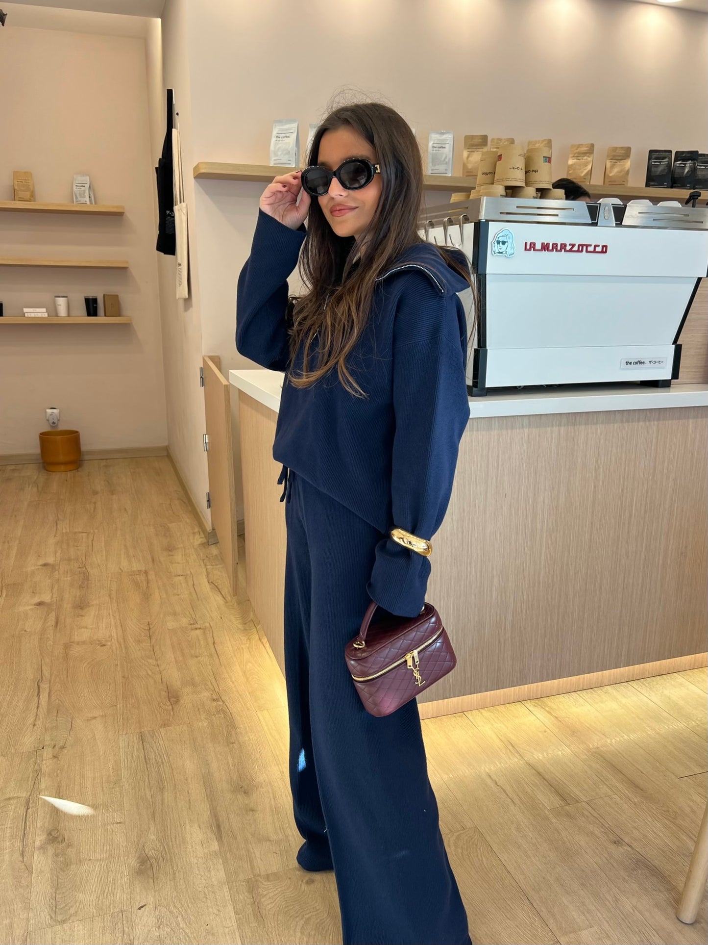 Knit Set with Zipper in Navy Blue