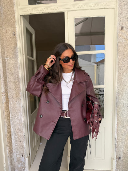 Barcelona Trench Coat in Burgundy