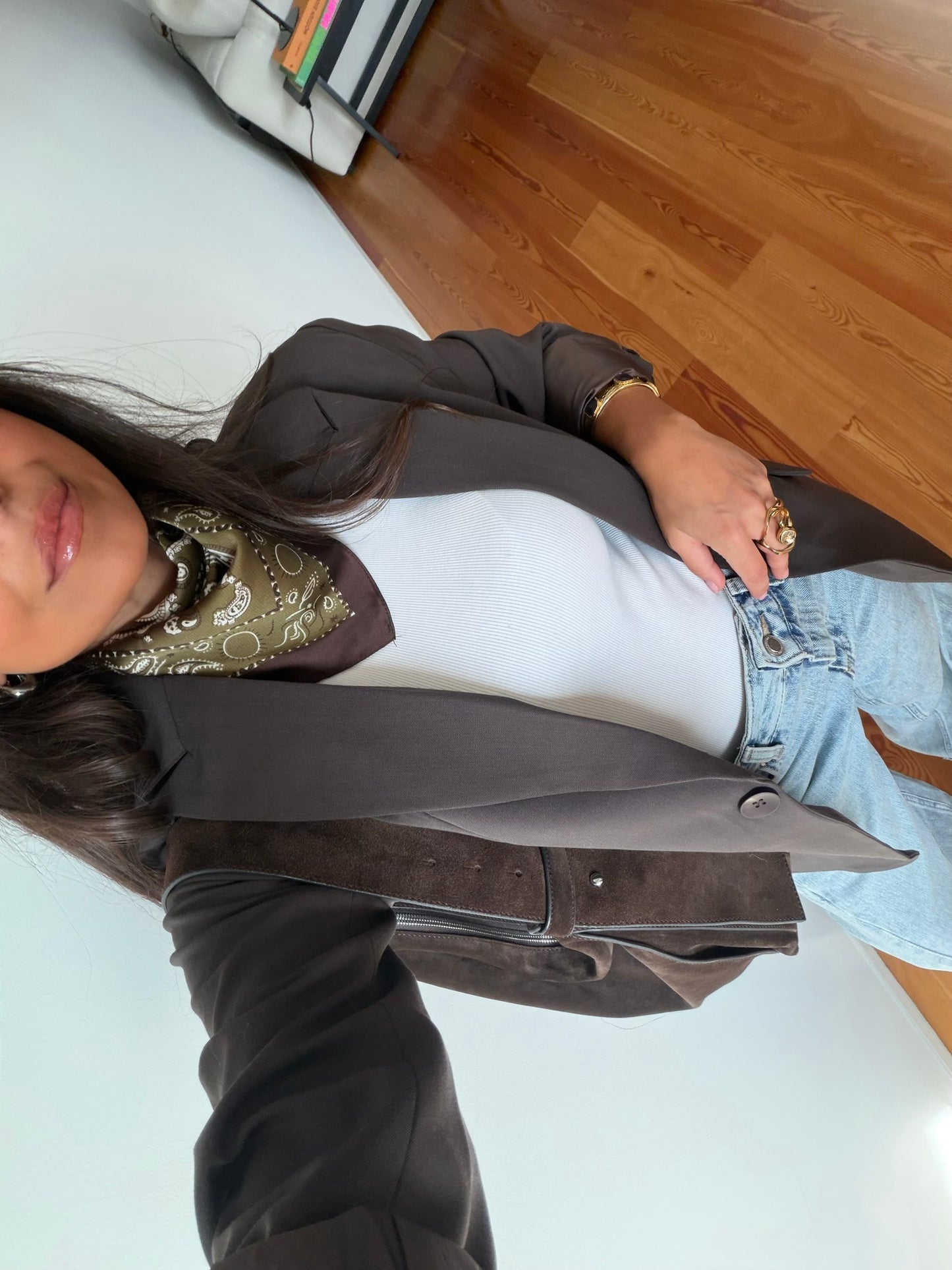 Bandana Satén Marrón y Taupe