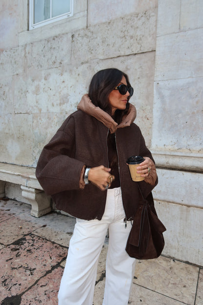 Elise Jacket in Brown and Caramel