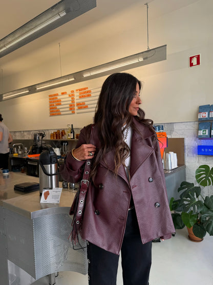 Barcelona Trench Coat in Burgundy