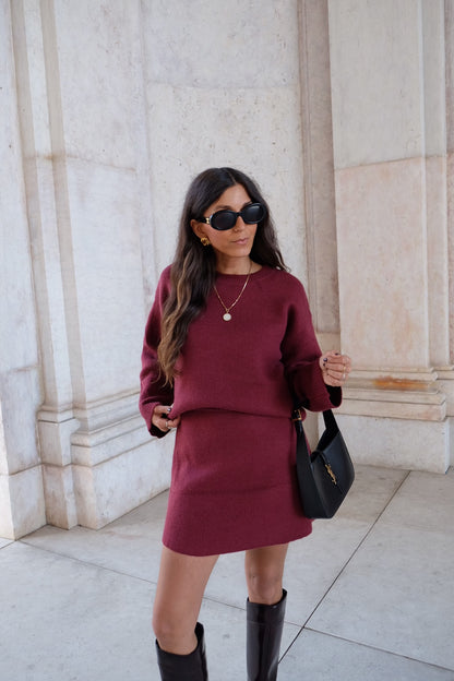 Burgundy knit Set -Skirt Edition