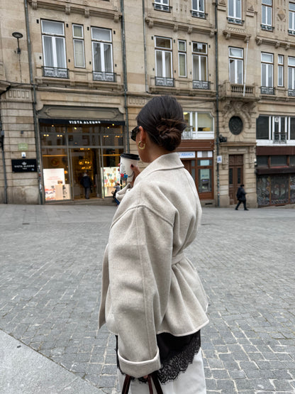 Milano Wool Belted Jacket in Beige - Shipping 15/12 to 19/12